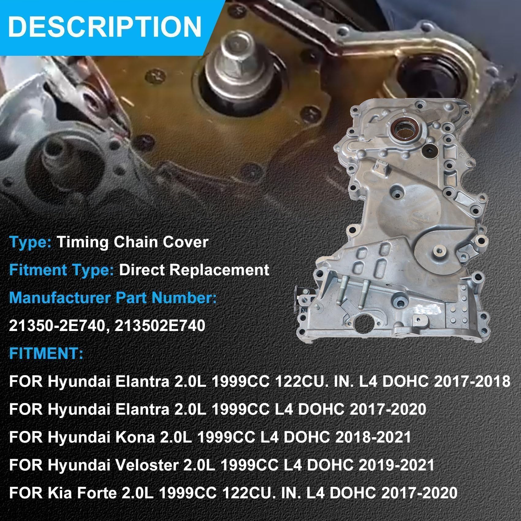 「H70」の3点 Genuine 213502B703 21350-2B703 COVER ASSY-TIMING CHAIN & OIL